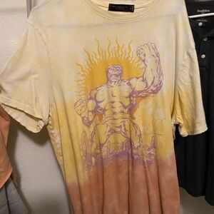 Men's Graphic Tee with Purple and Yellow Design